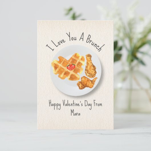Liefde Brunch Pun Waffle Classroom Foto Valentijn Kaart (Staand voorkant)