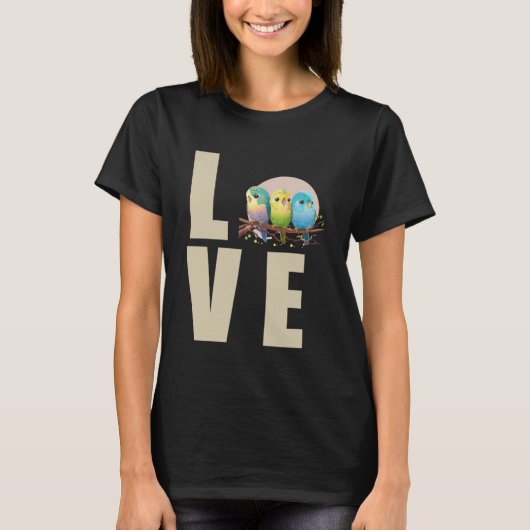 Liefde Budgie Moeder Budgerigar Parkiet Vogel Pull T-shirt (Voorkant)