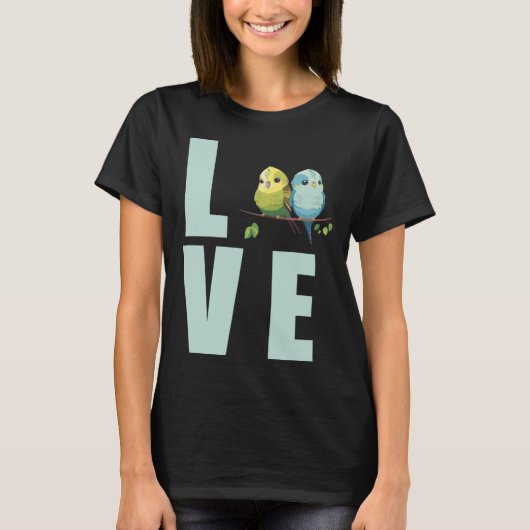 Liefde Budgie Moeder Budgerigar Parkiet Vogel Pull T-shirt (Voorkant)