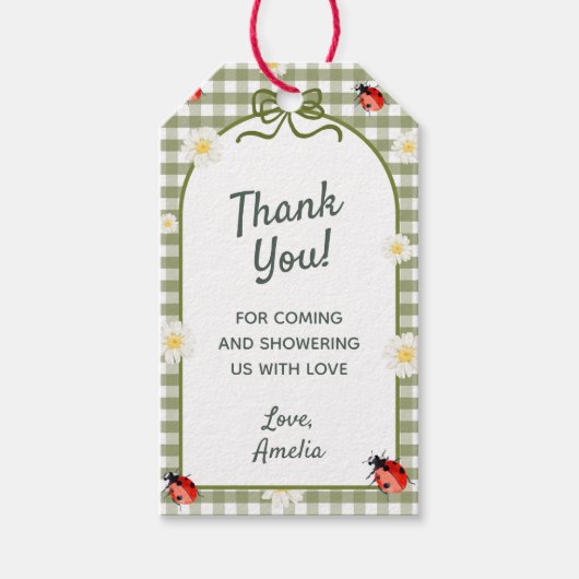 Liefde Bug Baby Shower Bedank Tag Cadeaulabel (Voorkant)