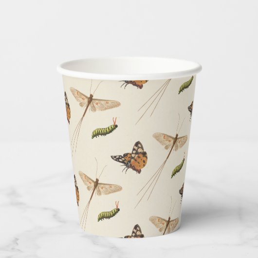 Liefde Bug Insect Whimsical Papieren Bekers (Achterkant)