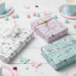 Liefde Bug Schattigee Insecten Vlinder, Lady Bug & Inpakpapier Vel