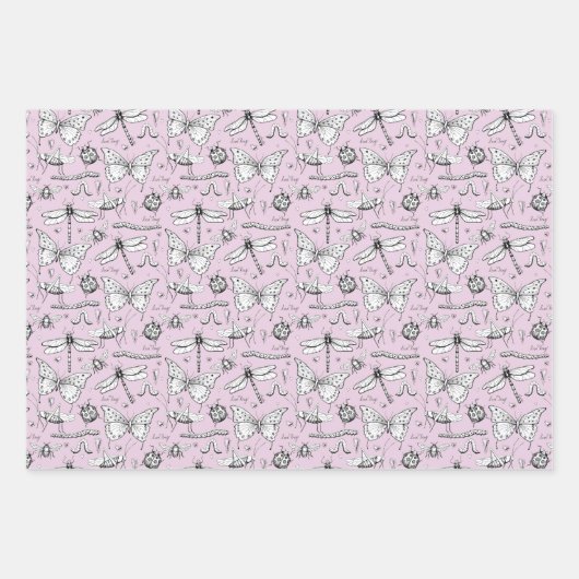 Liefde Bug Schattigee Insecten Vlinder, Lady Bug & Inpakpapier Vel (Voorkant 2)