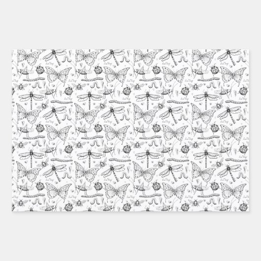 Liefde Bug Schattigee Insecten Vlinder, Lady Bug & Inpakpapier Vel (Voorkant)