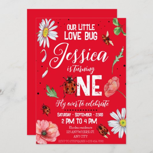 Liefde bug Waterverf Leuk Verjaardags Meisje Kaart (Voorkant / Achterkant)