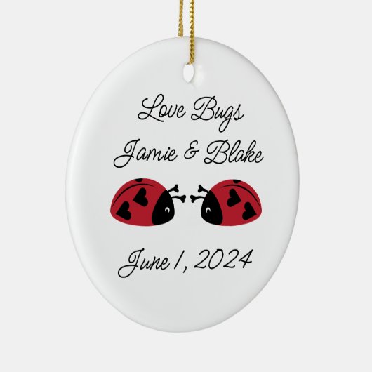 Liefde Bugs, personaliseren Keramisch Ornament (Rechts)