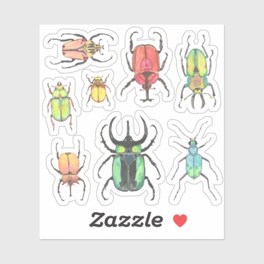 Liefde Bugs Waterverf Kevers Set Sticker (Vel)