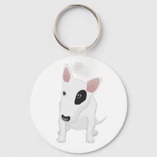 Liefde Bull Terrier Puppieshond Witte Sleutelhange Sleutelhanger