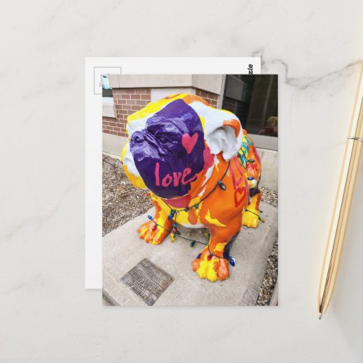 Liefde Bulldog Briefkaart (Voorkant / Achterkant in situ)