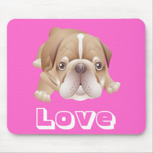 Liefde Bulldog Puppy Hond Grafisch Roze Muismat