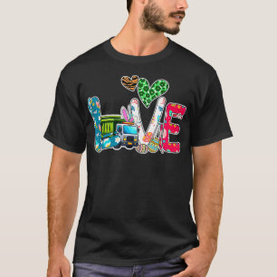 LIEFDE Bunny Vuilniswagen Paaseieren Kleurrijke ko T-shirt