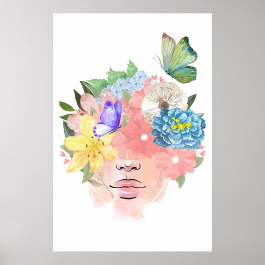 Liefde, Butterflies en Flowers Poster (Voorkant)