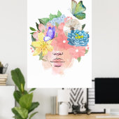 Liefde, Butterflies en Flowers Poster (Thuiskantoor)