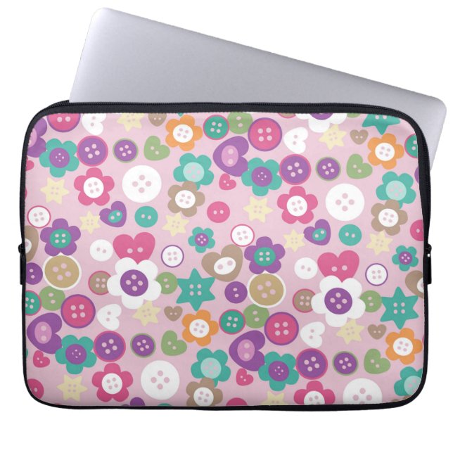 Liefde Buttonnen roze Laptop Sleeve (Voorkant)