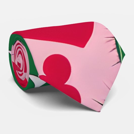 Liefde Cactus Patroon Stropdas (Opgerold)