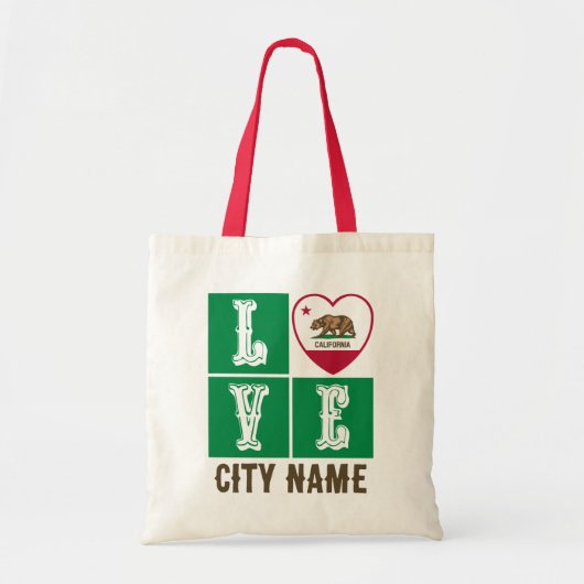 Liefde Californië-vlag Harart je City Custom Tote Bag (Voorkant)