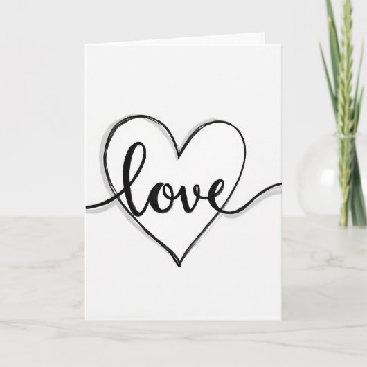 Liefde Calligraphy Hart Kaart (Voorkant)