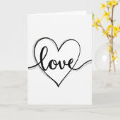 Liefde Calligraphy Hart Kaart (Gele Bloem)