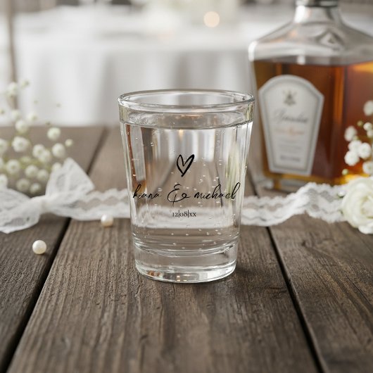 Liefde Calligraphy Hart Zwart B&W ID940 Shot Glas