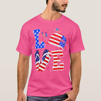 Liefde Camping Flip Flop USA Vlag 4 juli Camper T-shirt
