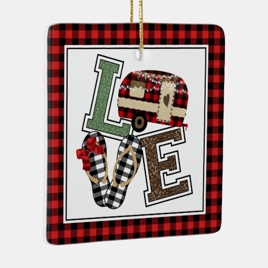 Liefde Camping Modern Kerstmis Teenslippers Keramisch Ornament (Rechts)