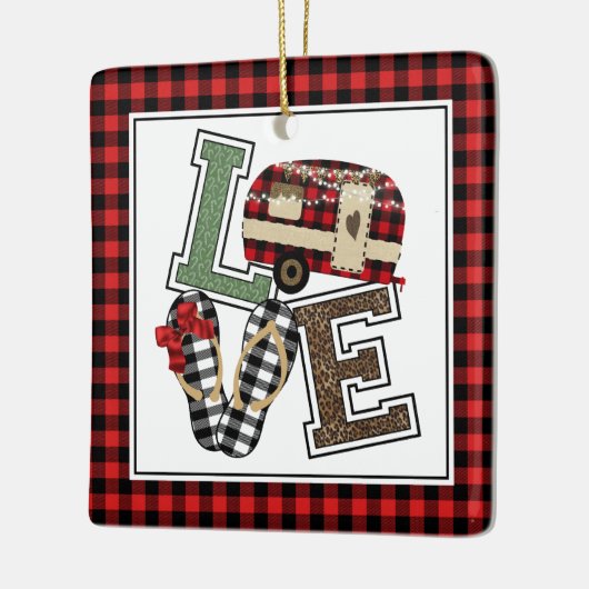 Liefde Camping Modern Kerstmis Teenslippers Keramisch Ornament (Links)