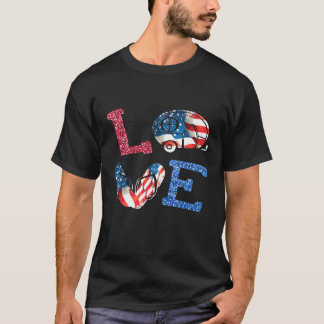 Liefde Camping Usa Vlag 4 juli flip Camper T-shirt