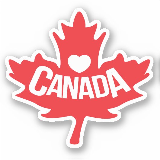 Liefde canada rood esdoornblad hart sticker (Voorkant)