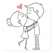 Liefde Cartoon bruid en bruidegom zwart & wit brui