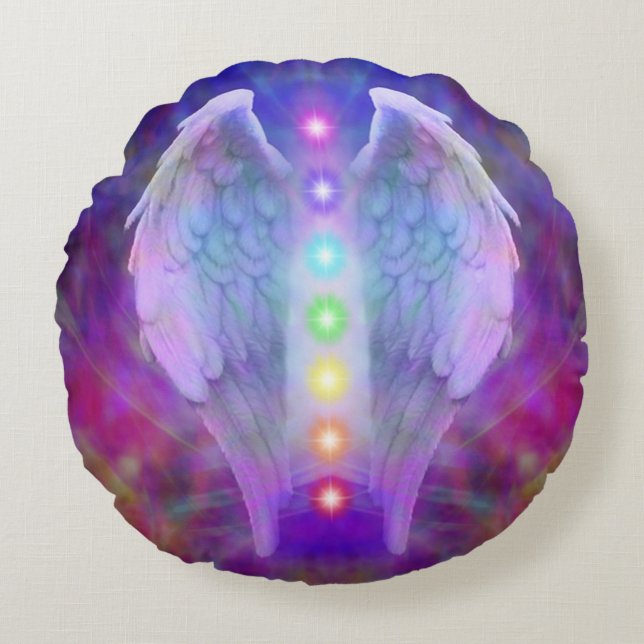 Liefde, chakra, engel, god, genezer, genezing, yog rond kussen (Voorkant)