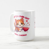 Liefde Chasing Happiness Cat geïnspireerde Valenti Koffiemok (Voorkant links)