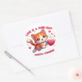 Liefde Chasing Happiness Cat geïnspireerde Valenti Ronde Sticker (Envelop)