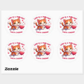 Liefde Chasing Happiness Cat geïnspireerde Valenti Ronde Sticker (Vel)