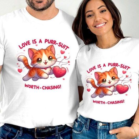 Liefde Chasing Happiness Cat-geïnspireerde Valenti T-shirt