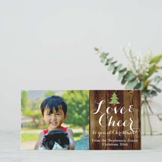 Liefde Cheer Country Vintage Kerstmis Feestdagenkaart (Staand voorkant)