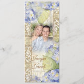 Liefde & Cherish Blue Hydrangea Floral Wedding Menu (Achterkant)