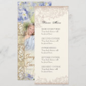 Liefde & Cherish Blue Hydrangea Floral Wedding Menu (Voorkant / Achterkant)