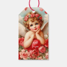 Liefde Cherub Engelen met Rode Hart Cadeaulabel