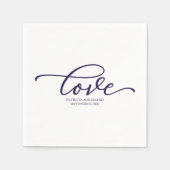 Liefde - Chic Navy Blauwe Script Trouw Minimalisti Servet (Voorkant)