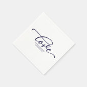 Liefde - Chic Navy Blauwe Script Trouw Minimalisti Servet (Hoek)