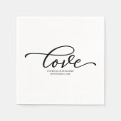 Liefde - Chic Zwarte Script Bruiloft Minimalistisc Servet (Voorkant)