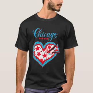 Liefde Chicago Pizza Hart Chicago Vlag Gift T-shirt