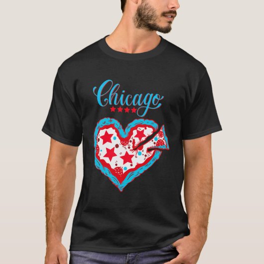 Liefde Chicago Pizza Hart Chicago Vlag Gift T-shirt (Voorkant)