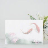 Liefde cirkels Lotus Koi Orient Harmony Persoonlij Briefpapier (Staand voorkant)