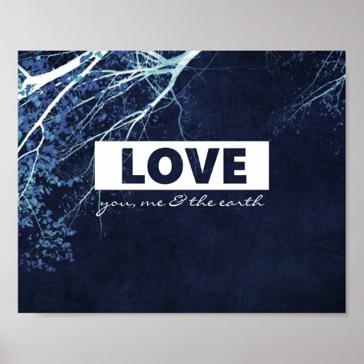 liefde citeert natuur kunst poster blauw (Voorkant)