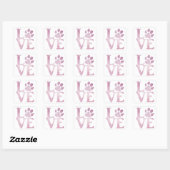 Liefde Classic Roze Vierkante Sticker (Vel)