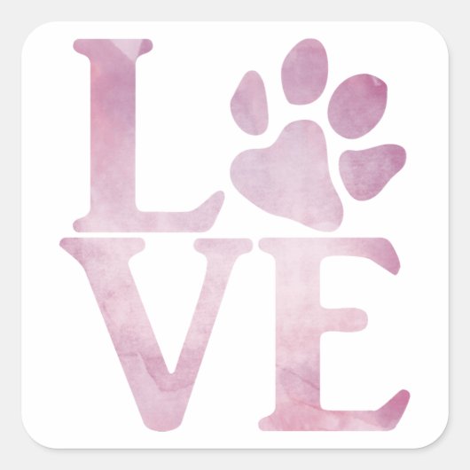 Liefde Classic Roze Vierkante Sticker (Voorkant)