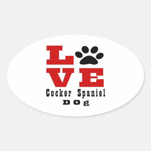 Liefde Cocker Spaniel Hond Designs Ovale Sticker (Voorkant)