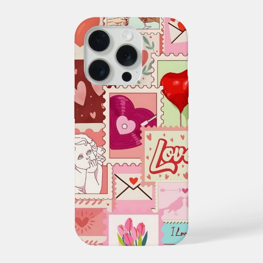 Liefde Collage Hoesje | Romantische Roze Esthetiek iPhone Hoesje (Achterkant)