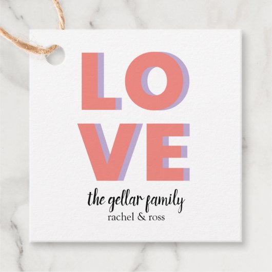 Liefde Colorblock Gift Label in Paarse & Oranje St (Voorkant)